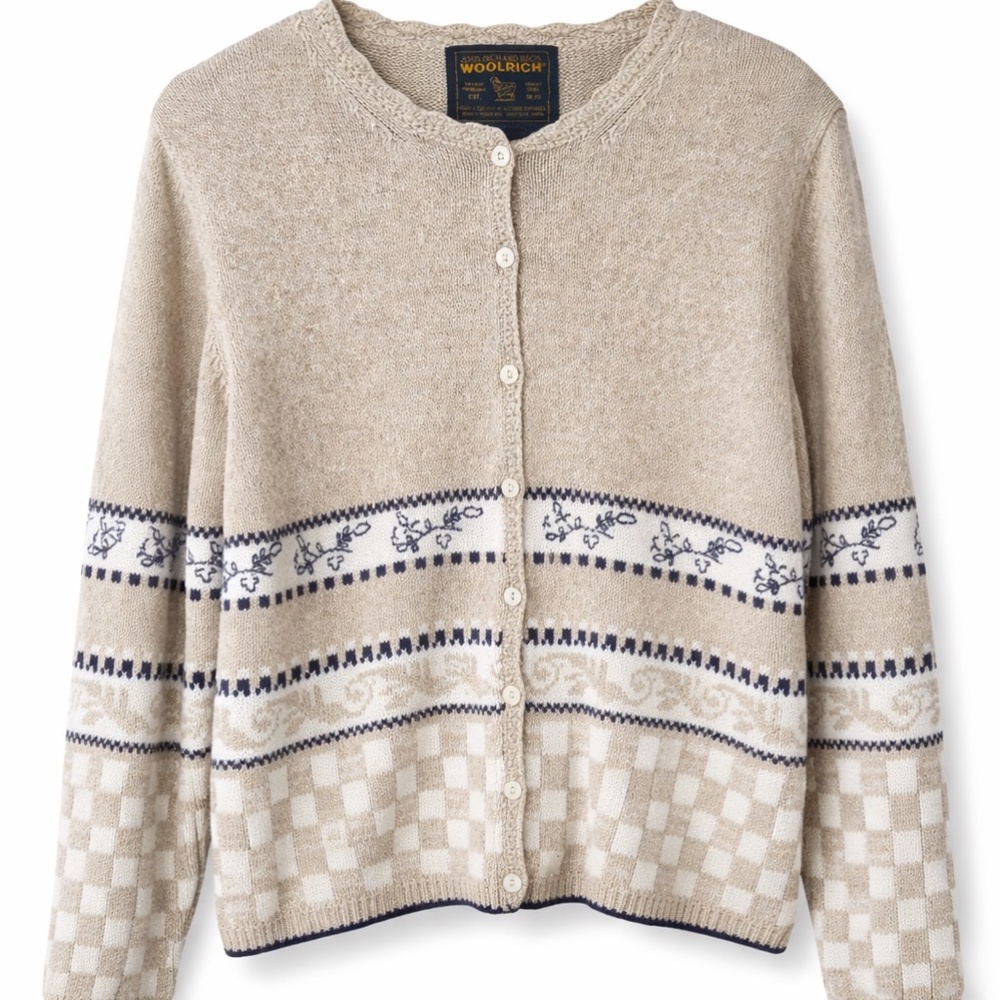 Vintage Woolrich | Ramie / Cotton Cardigan Size M | Nordic Knit